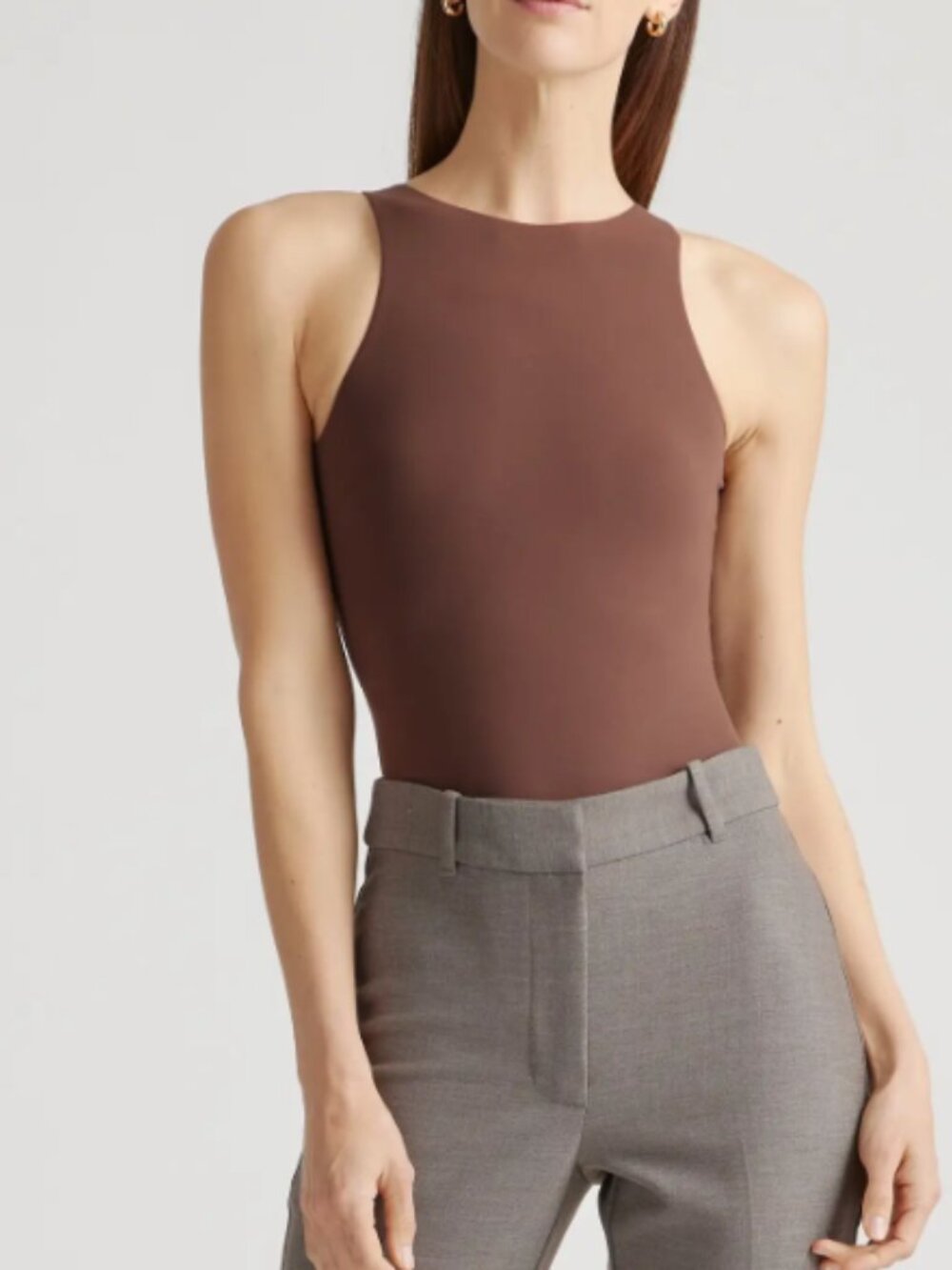 Quince Second Skin High Neck Bodysuit Cocoa M NWT - Picture 2 of 4